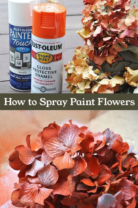 Spray Painting Fake Flowers, Spray Painted Fake Plants, Painting Faux Flowers, Spray Paint Artificial Flowers Diy, Spray Paint Faux Flowers, How To Make Faux Flowers Look Real, Fake Flowers Crafts, How To Make Fake Flowers Look Real, Spray Paint Fake Flowers