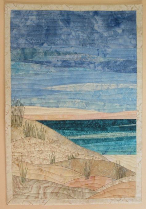 Seascape Quilts, Colchas Quilting, Ocean Quilt, Dune Art, Beach Quilt, Sea Quilt, Landscape Art Quilts, Landscape Quilt, Fiber Art Quilts