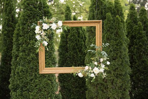 French Garden Inspired Wedding & Reception with M Elizabeth Weddings & Events | Laura + Taft - The Sonnet House Frames For Photography, Photo Frame With Flowers, Garden Inspired Wedding, Deco Champetre, Ceremony Chairs, Traditional Wedding Invitations, April Wedding, Photo Booth Frame, Wedding Picture Frames