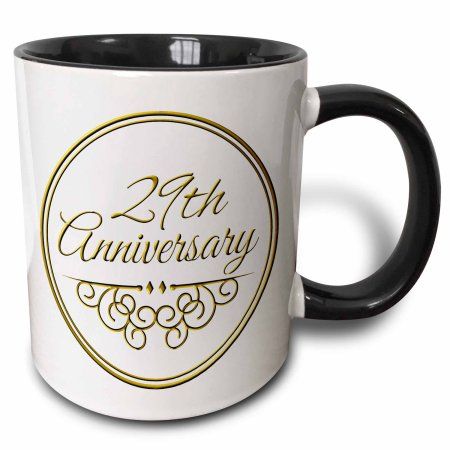 3dRose 29th Anniversary gift - gold text for celebrating wedding anniversaries - 29 years married together - Two Tone Black Mug, 11-ounce 55th Anniversary Gifts, 12th Anniversary Gifts, 45th Anniversary Gifts, 13th Anniversary Gifts, 41st Anniversary, 19th Anniversary Gifts, 30th Anniversary Gifts, 20th Anniversary Gifts, 6th Anniversary Gifts