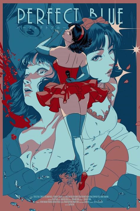 Perfect Blue Poster, Satoshi Kon, Perfect Blue, Blue Poster, 5 Anime, Arte Inspo, Wow Art, Manga Covers, Art Inspiration Drawing