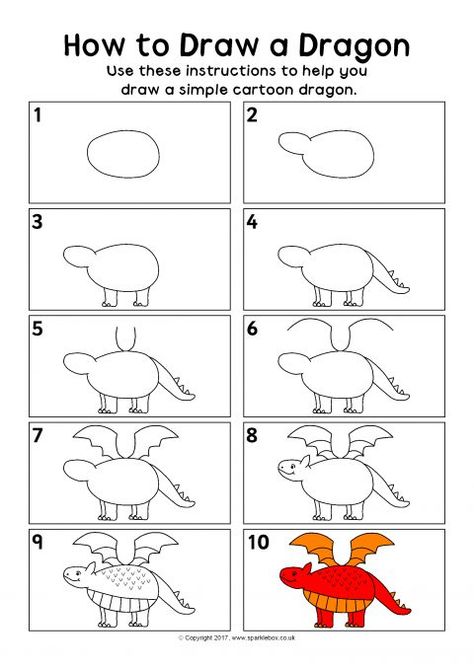 How to Draw a Dragon Instructions Sheet (SB12108) - SparkleBox Dragon Directed Drawing For Kids, Hard Dot To Dot, Directed Drawing Kindergarten, Letter D Crafts, Cartoons Drawing, Brave Writer, Dragon Eyes, How To Draw Steps, Best Essay Writing Service