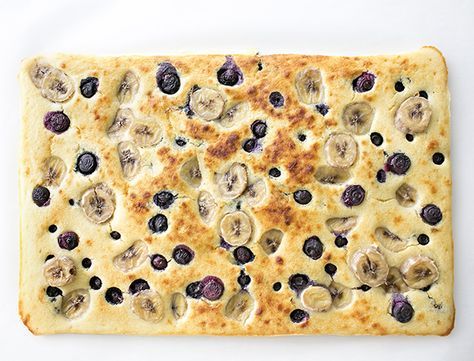 hello, Wonderful - SHEET PAN BANANA BLUEBERRY PANCAKES Blueberry Sheet Pan Pancakes, Crockpot Vegetarian, Banana Blueberry Pancakes, Sheet Pan Pancakes, Pan Pancakes, Hello Wonderful, Kids Breakfast, Crepe Cakes, Boozy Brunch