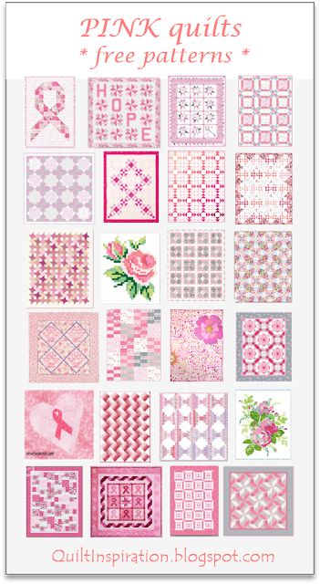 Quilt Inspiration: FREE PATTERN Archive Pink And White Quilts Patterns, Heart Quilts Ideas, Pink Quilts Patterns, Pink And White Quilts, Quilting Crafts Free Pattern, Pink Quilts Ideas, Pink Quilt Patterns, Shabby Chic Quilt Patterns, Tumbling Blocks Quilt