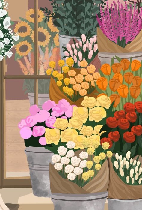 Fine Art Bouquet, Art Bouquet, Acrylic Photo Prints, Flower Store, Shop Illustration, Woman Illustration, Girly Art Illustrations, Dreamy Art, Fine Art Photo