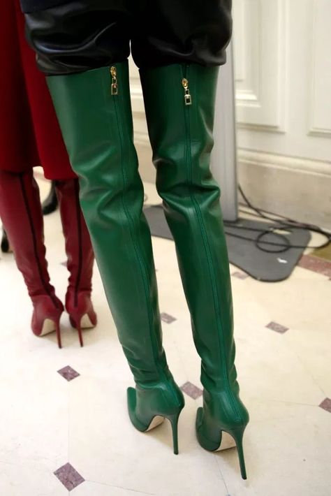 Fall 2019 Boot Trends: A Complete Recap From Fashion Week Runways – Footwear News Thigh High Stiletto Boots, Leather Thigh Boots, Color Boots, Crotch Boots, Trend Shoes, High Heel Stiefel, Womens High Boots, Boot Design, Thigh Boots