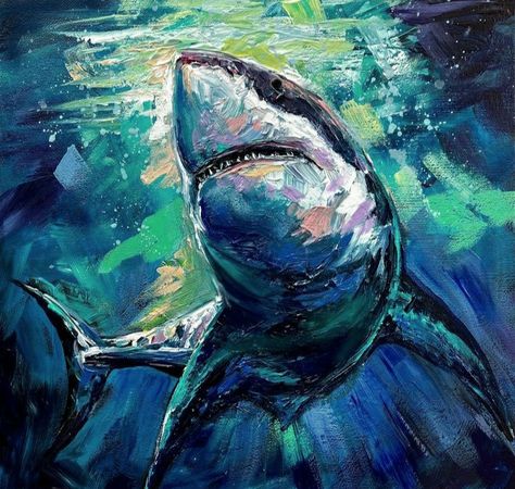 Shark Study, Surreal Art Painting, Shark Painting, Animal Paintings Acrylic, Underwater Painting, A Level Art Sketchbook, Oil Painting Nature, Shark Art, Art Painting Gallery