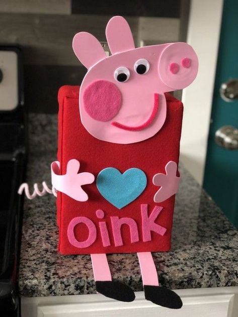 50+ Kids Valentine Crafts to Warm the Heart | HubPages Peppa Valentine Box Ideas, Toddler Valentine Box Girl, Peppa Pig Valentine Boxes, Valentines Box Decorating Ideas, Best Valentines Box Ideas, Valentine’s Day Boxes Girl Easy, Pig Valentine Box Ideas, Diy Valentine’s Day Box For Kids, Shoe Box Valentine Boxes For Kids