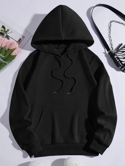 Ropa Trendy de Mujer en Tallas Grandes | Ropa Curvy | SHEIN USA Solid Hoodie, Thermal Hoodie, Lined Hoodie, Letter Print Hoodie, Kangaroo Pocket Hoodie, Hoodies For Sale, Casual Hoodie, Long Sleeve Pullover, Long Sleeve Hoodie