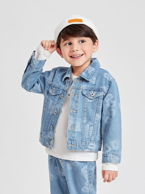 Boys Denim Jacket, Boys Denim, Love Jeans, Toddler Boy Outfits, Denim Details, Printed Denim, Denim Jackets, Letter Patterns, Boys Clothing