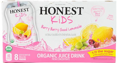 Honest Beverages Honest Kids® Organic Juice Drink Berry Berry Good Lemonade ~ tested this for the #RocktheLunchbox VoxBox from @Influenster Organic Lemonade, Best Lemonade, Kids Juice, Berry Good, Berry Berry, Fruits For Kids, Kid Drinks, Organic Juice, Juice Drinks