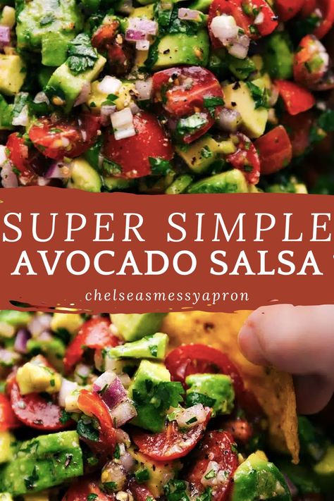 This Avocado Salsa is the best! It's fresh and tasty, with crunchy veggies and creamy avocado. #summer #dip #best #quick #easy #chipsandsalsa #avocado #salsa Paleo Avocado Recipes, Avocado Side Dish Recipes, Spicy Avocado Salsa, Avacado Salad With Balsamic, Easy Avocado Recipes, Best Avocado Recipes, Chili Lime Vinaigrette, Summer Dip, Comforting Food