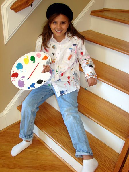 Dress Like Artist, Art Teacher Costume For Kids, Kids Artist Costume Diy, Artist Halloween Costume Kids, Painter Costume Diy, Diy Artist Costume, Artist Career Day Costume, Painter Costume Woman, Artist Costume Diy