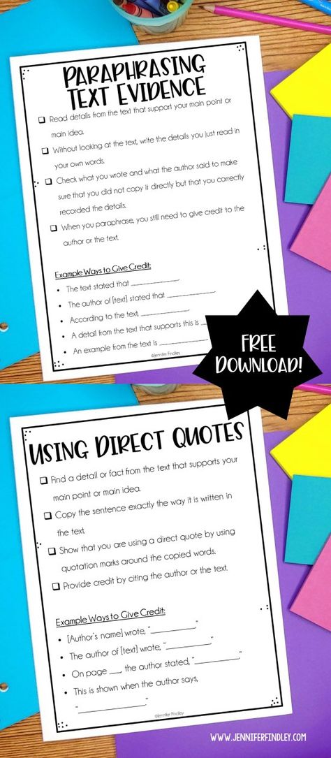 Citing Evidence Activities, Citing Text Evidence Middle School, Teaching Text Evidence, Paraphrasing Activities, Text Evidence Activities, Citing Text Evidence, Citing Evidence, Text Analysis, 5th Grade Writing