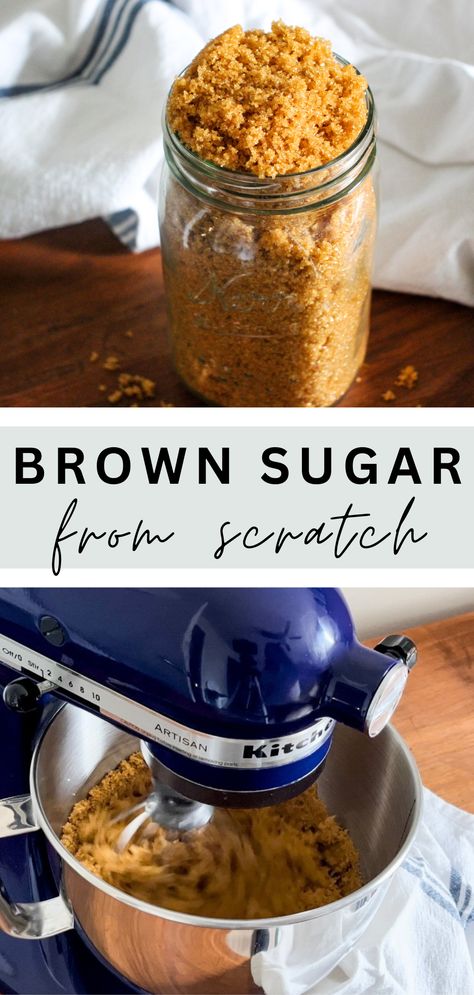 How to Make Homemade Brown Sugar - The Simple Homeplace Make Your Own Brown Sugar, Making Brown Sugar, How To Make Brown Sugar, Brown Sugar Homemade, Diy Brown Sugar, Brown Sugar Replacement, Homemade Brown Sugar, Coffee Syrups, Make Brown Sugar