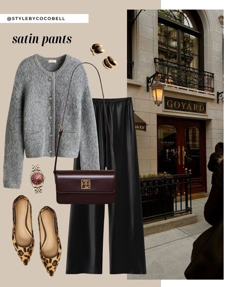 Black Satin Pants Outfit, Satin Pants Outfit, Scandi Fashion, 2022 Outfits, Modest Casual Outfits, Stylish Lady, Cozy Outfits, Classy Winter Outfits, Satin Pants