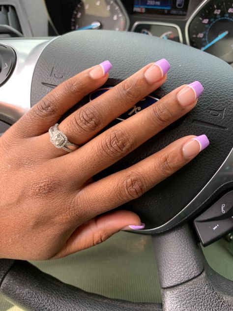 Light Purple French Tip Nails Square, Purple French Nails Tips, Purple French Tips Square, Purple French Tip Nails Square, Purple French Tip Nails Acrylic, Purple Nails French Tip, Simple Purple Nails, Lavender French Tip Nails, Purple French Nails