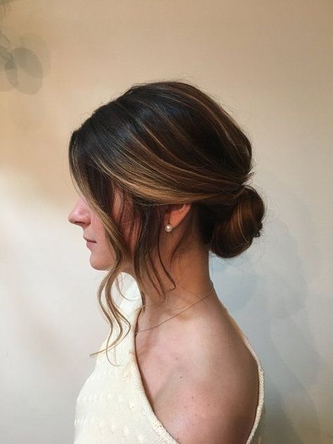 Bridesmaid Hair Black Tie Wedding, Low Key Updo, Loose Bun Hairstyles Wedding, Simple Bridesmaid Hair Updo Elegant Bun, Low Bone Hairstyle, Modern Bridal Updo, Bridesmaid Hairstyles Brown Hair, Bridesmaid Hairstyles Thinner Hair, Modern Bridesmaid Hair