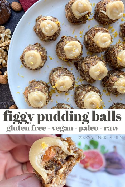 Pudding Balls, Figgy Pudding Recipe, English Dinner, Raw Balls, Merry Yule, Gluten Free Christmas Recipes, Fruit Treats, Yule Celebration, Fruit Appetizers