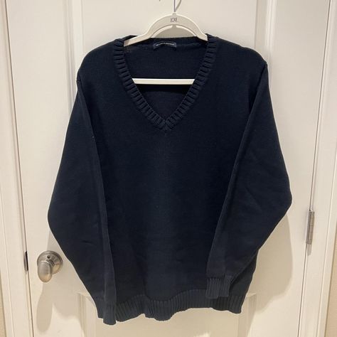 brandy melville navy sweater -v neck sweater and... - Depop Brandy Melville V Neck Sweater, Navy Blue V Neck Sweater Outfit, V Neck Sweater Outfit, Neck Sweater Outfit, Brandy Sweater, Sweater Outfit, Navy Sweater, Blue V, Navy Sweaters