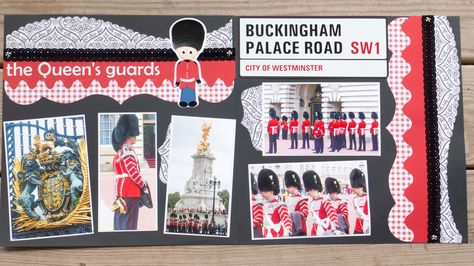 Coronation Scrapbook Ideas, England Scrapbook Layouts, London Scrapbook Layouts, England Scrapbook, London Scrapbook, Europe Scrapbook, Trip Scrapbook, Edinburgh London, Buckingham Palace London