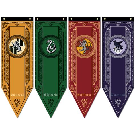 Harry Potter Wall Hanging, Harry Potter Banners, Gryffindor Flag, Harry Potter 4 Houses, Harry Potter House Decor, Harry Potter House Banners, Deco Noel Harry Potter, Hogwarts Classroom, Harry Potter Decorations