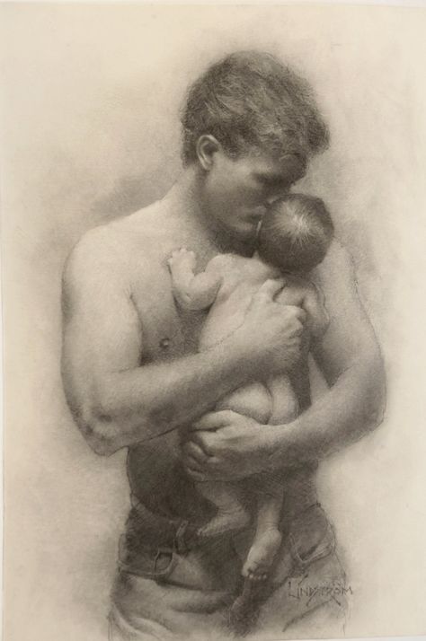 Father And Son Drawing, Father And Child Drawing, Father And Son Illustration, Father Son Painting, Man Holding Baby, Father And Son Pencil Sketch, Father Holding Baby, First Time Father, Father Hugging Son