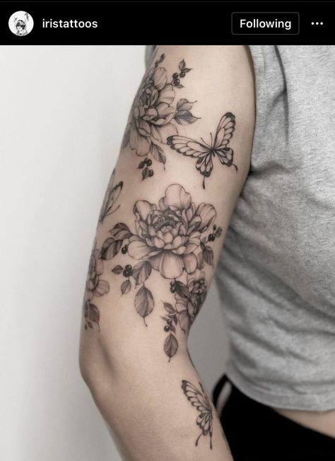 Wildflower Sleeve, Peonies Tattoo, Girly Tattoos, Tattoo Idea, Butterfly Tattoo, Flash Tattoo, I Tattoo, Flower Tattoo, Peonies