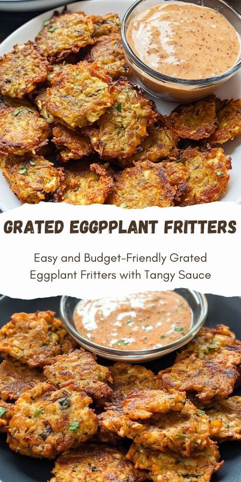 Easy and Budget-Friendly Grated Eggplant Fritters with Tangy Sauce Ingredients: For the Fritters: 1 eggplant 2 eggs 150 g (1 cup) flour Fresh parsley (chopped) Salt and pepper to taste Cooking oil for frying #Eggplant #Fritters Eggplant Pepper Recipe, Eggplant Fritters, Fried Eggplant Recipes, Eggplant Side Dishes, Eggplant Fries, Eggplant Recipes Easy, Fried Eggplant, Best Macaroni Salad, Eggplant Dishes