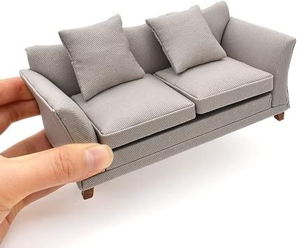 Amazon.com: iLAND Modern Dollhouse Furniture on 1/12 Scale of Miniature Sofa for Dollhouse Living Room (Khaki Drills) : Toys & Games Doll House Sofa, Dollhouse Couch, Miniature Sofa, House Sofa, Modern Dollhouse Furniture, Dollhouse Living Room, Handmade Dollhouse, Double Sofa, Miniature Chair