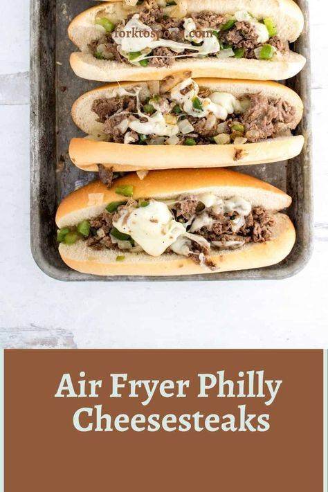 Air Fryer Steak Sandwich, Air Fryer Cheesesteak, Philly Cheese Steak Sandwich Recipe Air Fryer, Shaved Beef Steak Air Fryer, Philly Cheese Steak Air Fryer, Air Fryer Sandwich Recipes, Steak Air Fryer Recipes, Air Fryer Sandwiches, Air Fryer Philly Cheesesteak