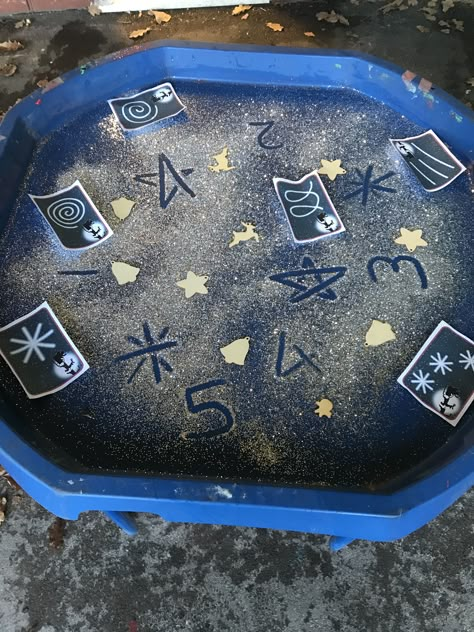 Winter Tuff Trays Eyfs, December Tuff Tray Ideas, Christmas Small World Eyfs, Outdoor Christmas Activities Eyfs, Winter Tuff Trays, Winter Tray Ideas, Nativity Eyfs Activities, Eyfs Winter Activities, Christmas Tuff Trays