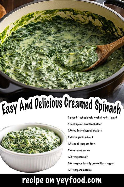 Creamed Spinach Recipe Healthy, Cream Spinach, Spinach Recipes Healthy, Cooked Spinach, Recipes Spinach, Creamed Spinach Recipe, Spinach Soup Recipe, Hacks For Home, Spinach Casserole