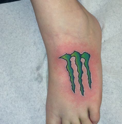 Monster energy tattoo Monster Logo Tattoo, Monster Energy Tattoo, Bats Tattoo Design, Japanese Tiger Tattoo, Energy Symbols, Glyph Tattoo, Pin Up Girl Tattoo, Monster Tattoo, Lily Flower Tattoos