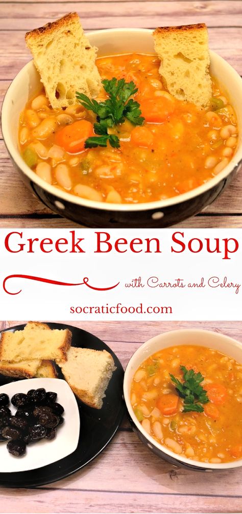 Greek Bean Soup with Carrots and Celery (Fasolada) - SocraticFood Soup With Carrots And Celery, Soup With Carrots, Carrots And Celery, Healthy Nutrition Plan, Greek Dishes, Healthy Eating Tips, Bean Soup, Healthy Nutrition, Tomato Paste