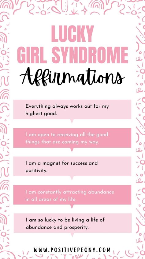 lucky girl syndrome affirmations Lucky Girl Syndrome Affirmation, Positive Affirmations For Success, Lucky Girl Syndrome, Positive Affirmations For Kids, Miracle Morning, Affirmations For Kids, Manifest Your Dreams, Success Affirmations, Morning Affirmations