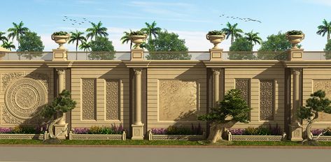 Classic Boundary design on Behance Boundary Design, Compound Wall Gate Design, Boundry Wall, Boundary Wall Design, Wall Gate, House Front Wall Design, Fence Wall Design, Compound Wall Design, Gate Wall Design