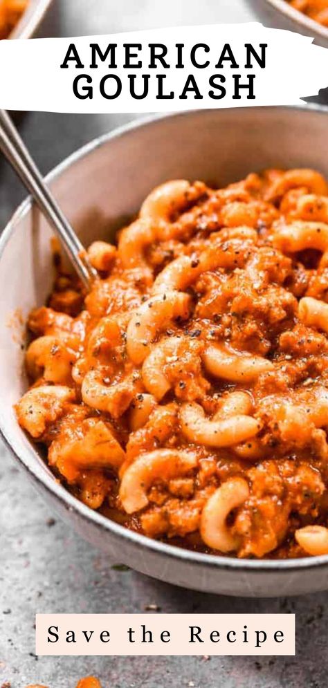 Experience a classic American Goulash that's hearty, flavorful, and oh-so-satisfying! Our one-pot wonder is packed with ground beef, macaroni, tomatoes, and spices for a comforting meal. Try this easy recipe for a taste of nostalgic goodness. 🍲🌟 #AmericanGoulash #OnePotMeal #ComfortFood Small Batch Goulash, Goulash Recipes Easy Ground Beef And Tomato Soup, Hungarian Goulash Recipes Easy Ground Beef, Tomato Soup Goulash, Baked Goulash Recipes, Golosh Recipe Easy Simple, Goolosh Recipe, Instant Pot Goulash Recipe, Macaroni Tomatoes