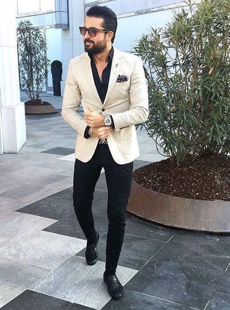 Beige Blazer Men, Tan Blazer Outfits, Beige Blazer Outfit, Men Formal Outfit, Tan Suit Jacket, Guest Dress Wedding, Stylish Men Wear, Stylish Mens Suits, Wedding Outfit Guest