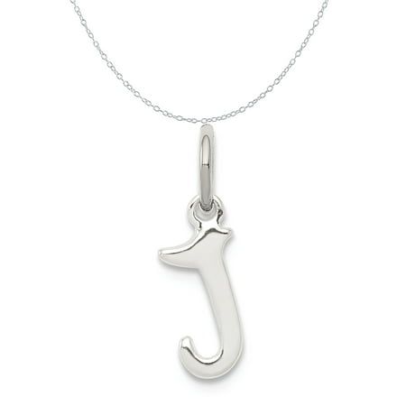 Carat in Karats Sterling Silver Letter J Initial Charm Pendant (13mm x 7-8mm) With Sterling Silver Cable Chain Necklace 18'' Size: M.  Gender: unisex.  Age Group: adult. J Initial, Cable Chain Necklace, Letter J, Initial Charm, Cable Chain, Charm Pendant, Age Group, Initials, Chain Necklace