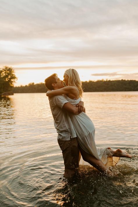 East Fork Lake Engagement Session •| Lake Engagement | Water Engagement Photos | Adventure Sessions | Ohio Engagement Sessions | Cincinnati Engagement Sessions | Cincinnati Wedding Photos | Engagement Photography | Water Engagement Photos | East Fork Lake Elopement | Beach Engagement Photos Couples Lake Photoshoot Outfits, Engagement Photos In Water, Engage Photos, Grainy Photography, Cincinnati Wedding Photos, Lake Engagement Pictures, Water Engagement Photos, Engagement Photos Lake, Boat Engagement