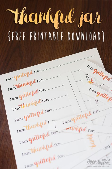 Use this free printable to help you create a fun Thankful Jar for your family. Be more mindful of gratitude this Thanksgiving. #overstuffedlife Thankful Jar, Thanksgiving Colors, Blessings Jar, Thanksgiving Designs, Easy Wreath, Be More Mindful, Gratitude Jar, Thanksgiving Tree, Gratitude Activities