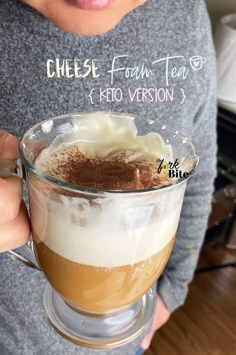 Cream Cheese Foam Coffee, Cream Cheese Foam, Cheese Foam, Cheese Tea, Keto Coffee Recipe, Coffee Milkshake, Matcha Tea Powder, Low Carb Drinks, Keto Coffee