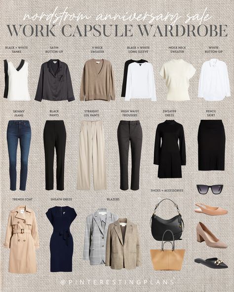 Business Casual Closet Capsule Wardrobe, Business Casual Travel Capsule Wardrobe, Capsule Smart Casual Wardrobe, Work Outfit Wardrobe, Minimalist Casual Work Outfit, Minimalist Business Wardrobe, Smart Casual Work Capsule, Capsule Wardrobe Women Work, Capsule Wardrobe For Working Women