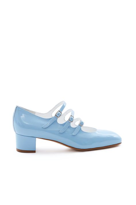 10 Mary Jane Heels That Won’t Make You Look Like A Librarian Blue Mary Janes, Blue Block Heels, Blue Mary, Carel Paris, Mid Heel Shoes, Funky Shoes, Pink Patent Leather, Patent Heels, Designer Pumps