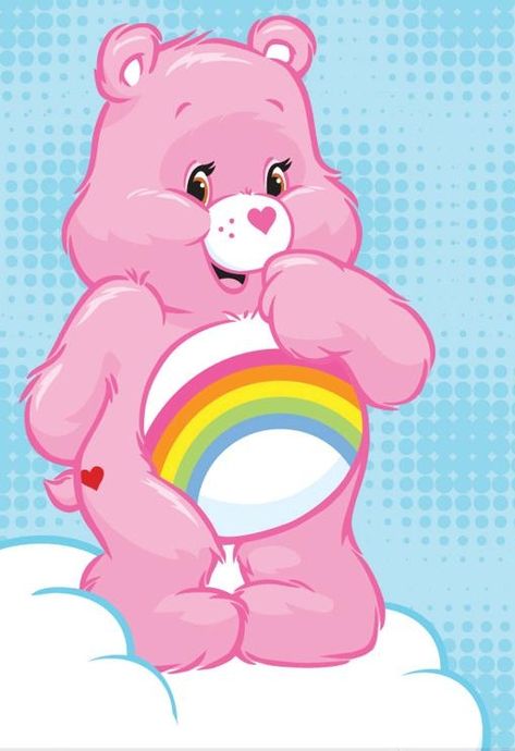 Care Bears: Cheer Bear                                                                                                                                                                                 More Care Bears Cheer Bear, Care Bear Party, Care Bear Birthday, Cheer Bear, Care Bears Cousins, Bear Watercolor, Pink Teddy Bear, Bear Party, Pink Teddy