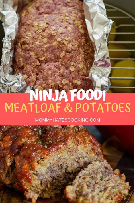 Make a One-Pot Ninja Foodi Meatloaf, Mashed Potatoes, and Corn in just an hour with this #NinjaFoodiRecipe!  Grab that #NinjaFoodi to make this easy dinner recipe. #GlutenFree Ninja Foodi Meatloaf, Meatloaf And Potatoes, Ninja Cooking System, Ninja Cooking System Recipes, Slow Cooker Meatloaf, Best Beef Recipes, Ninja Recipes, Minced Meat, Ninja Foodi