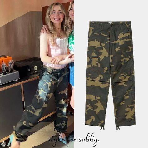 #SabrinaCarpenter wore a @DolceGabbana vintage corset (the one in the picture is in a different color), @Carhartt WIP Regular Camo Pant ($148), @ManoloBlahnik 85mm Suede Pumps ($661), @LauraLombardi Luciana Pendant ($178) and the @JenniferFisherJewelry Choker (unsure about the exact choker but the price starts at $300) Camo Pant, Vintage Corset, Camo Pants, Carhartt Wip, Suede Pumps, Sabrina Carpenter, July 4th, Parachute Pants, In London