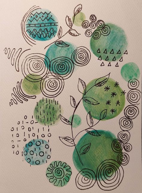 Easy Watercolour Doodles, Watercolor Doodles Abstract, Watercolour Pen Art, Watercolour Circles, Zentangle Watercolor, Watercolour Doodles, Watercolor Doodles, Doodle Art Flowers, Watercolor Circles