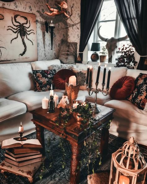 Gabi ᚷᚪᛒᛁ on Instagram: “"Home is where the heart is" ❤ My heart is this house with my animals 🐺🐈‍⬛ Where is your heart? / 𝓛𝓸𝓿𝓮, 𝓖𝓪𝓫𝓲 ♡ Original content -…” Witchy Living Room, Where Is Your Heart, Home Ideas Kitchen, Witchy Fall, Home Yoga Room, Bohemian House Decor, Grandma Chic, Home Drawing, Elephant Game